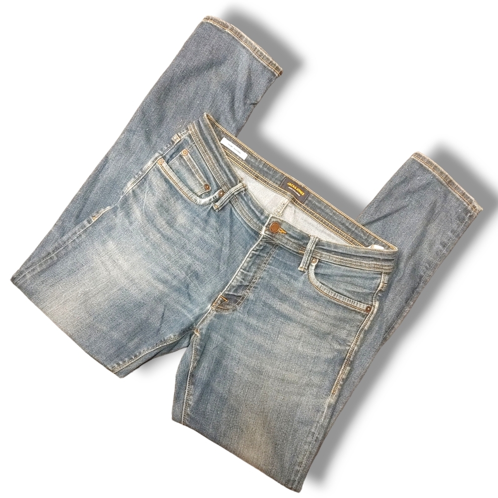 JACK AND JONES - New Medium Wash Distrssed Slim Fit Denim Jeans  Size 31